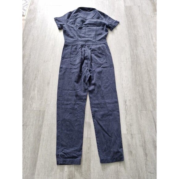 YFB Black Short Sleeve Utility Minimalist Jumpsuit Button Front Blue Sz M 32x28 - Picture 7 of 11